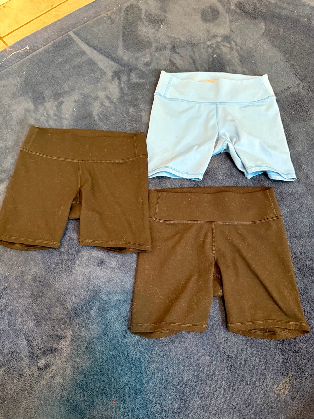 Black and Light Blue Girls Active Shorts Trio